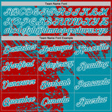 Custom Red Teal-White Abstract Brush Stroke Performance T-Shirt