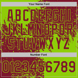 Custom Crimson-Neon Green Abstract Brush Stroke Performance T-Shirt