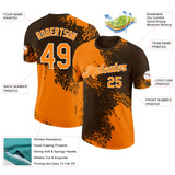 Custom Brown Bay Orange-White Abstract Brush Stroke Performance T-Shirt