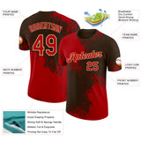 Custom Brown Red-Cream Abstract Brush Stroke Performance T-Shirt