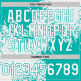 Custom White-Aqua Abstract Brush Stroke Performance T-Shirt