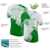 Custom White-Grass Green Abstract Brush Stroke Performance T-Shirt
