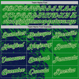 Custom Navy Grass Green-Cream Abstract Brush Stroke Performance T-Shirt