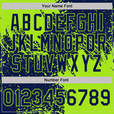 Custom Navy-Neon Green Abstract Brush Stroke Performance T-Shirt