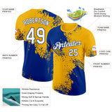 Custom Gold White-Royal Abstract Brush Stroke Performance T-Shirt