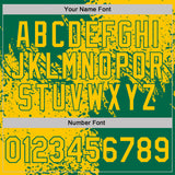 Custom Yellow-Kelly Green Abstract Brush Stroke Performance T-Shirt