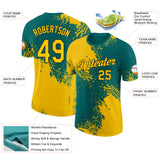 Custom Teal Yellow-Black Abstract Brush Stroke Performance T-Shirt