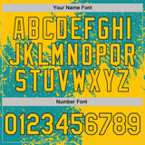 Custom Teal Yellow-Black Abstract Brush Stroke Performance T-Shirt