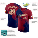 Custom Crimson Vintage USA Flag Navy-Cream Abstract Brush Stroke Performance T-Shirt