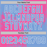 Custom Pink Light Blue-White Abstract Brush Stroke Performance T-Shirt