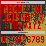 Custom Black Red-Old Gold Abstract Brush Stroke Performance T-Shirt