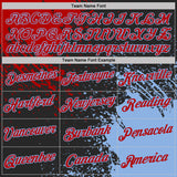 Custom Black Red-Light Blue Abstract Brush Stroke Performance T-Shirt