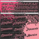 Custom Black Neon Pink-Medium Pink Abstract Brush Stroke Performance T-Shirt