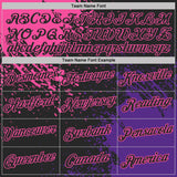 Custom Black Pink-Purple Abstract Brush Stroke Performance T-Shirt