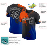 Custom Black Orange Royal-White Abstract Brush Stroke Performance T-Shirt