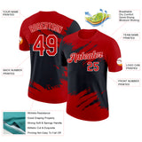 Custom Red Black-White Abstract Brush Stroke Splatter Performance T-Shirt