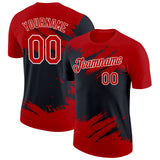 Custom Red Black-White Abstract Brush Stroke Splatter Performance T-Shirt