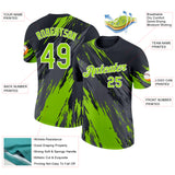 Custom Black Neon Green Steel Gray-White Abstract Brush Stroke Splatter Performance T-Shirt