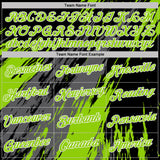 Custom Black Neon Green Steel Gray-White Abstract Brush Stroke Splatter Performance T-Shirt