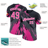 Custom Black Pink Steel Gray-White Abstract Brush Stroke Splatter Performance T-Shirt