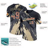 Custom Black Vintage USA Flag Steel Gray-Cream Abstract Brush Stroke Splatter Performance T-Shirt