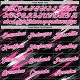 Custom Black Pink Steel Gray-White Abstract Brush Stroke Splatter Performance T-Shirt