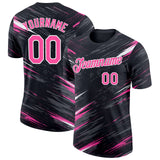 Custom Black Pink Steel Gray-White Abstract Brush Stroke Splatter Performance T-Shirt