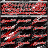 Custom Black Red Steel Gray-White Abstract Brush Stroke Splatter Performance T-Shirt