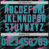 Custom Black Aqua-Pink Abstract Brush Stroke Splatter Performance T-Shirt
