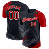 Custom Black Red Steel Gray-White Abstract Brush Stroke Splatter Performance T-Shirt