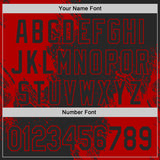 Custom Black-Red Abstract Brush Stroke Authentic Baseball Jersey