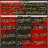 Custom Black Red-Old Gold Abstract Brush Stroke Authentic Baseball Jersey