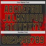 Custom Black Red-Old Gold Abstract Brush Stroke Authentic Baseball Jersey