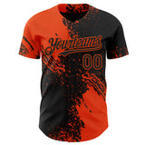 Custom Black-Orange Abstract Brush Stroke Authentic Baseball Jersey