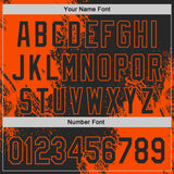 Custom Black-Orange Abstract Brush Stroke Authentic Baseball Jersey
