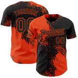 Custom Black-Orange Abstract Brush Stroke Authentic Baseball Jersey