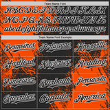 Custom Black Orange-White Abstract Brush Stroke Authentic Baseball Jersey