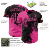 Custom Black-Pink Abstract Brush Stroke Authentic Baseball Jersey