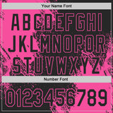 Custom Black-Pink Abstract Brush Stroke Authentic Baseball Jersey
