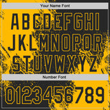 Custom Black-Gold Abstract Brush Stroke Authentic Baseball Jersey