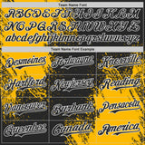 Custom Black Gold-White Abstract Brush Stroke Authentic Baseball Jersey