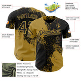 Custom Black-Old Gold Abstract Brush Stroke Authentic Baseball Jersey