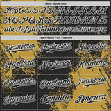 Custom Black Old Gold-White Abstract Brush Stroke Authentic Baseball Jersey