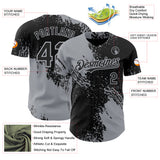 Custom Black-Gray Abstract Brush Stroke Authentic Baseball Jersey
