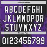 Custom Black White-Purple Abstract Brush Stroke Authentic Baseball Jersey