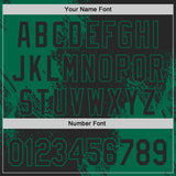 Custom Black-Kelly Green Abstract Brush Stroke Authentic Baseball Jersey