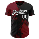 Custom Black White-Crimson Abstract Brush Stroke Authentic Baseball Jersey