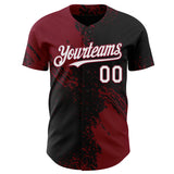 Custom Black White-Crimson Abstract Brush Stroke Authentic Baseball Jersey