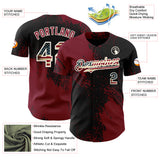 Custom Black Vintage USA Flag Crimson-Cream Abstract Brush Stroke Authentic Baseball Jersey