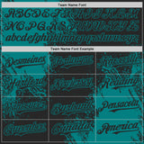 Custom Black-Teal Abstract Brush Stroke Authentic Baseball Jersey